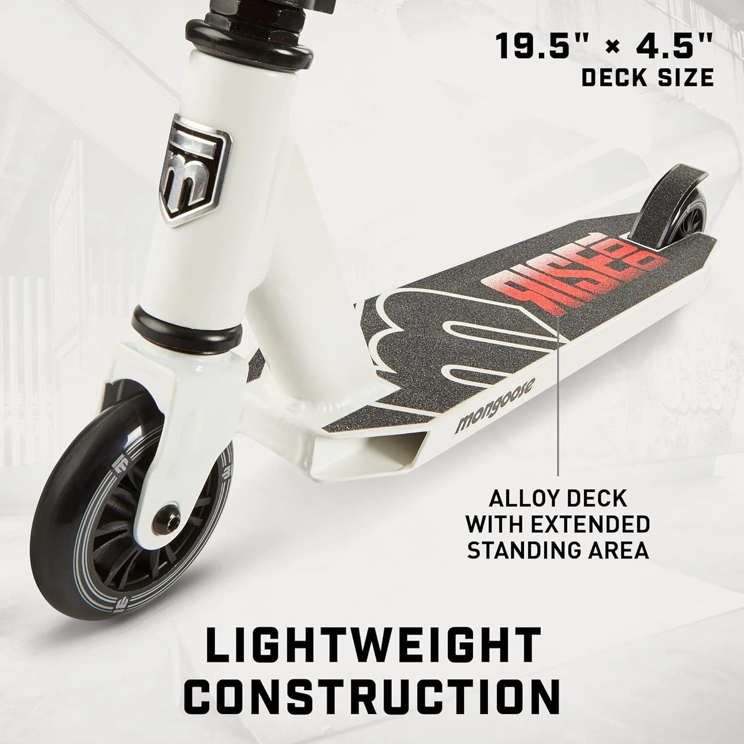 Mongoose Rise Youth and Adult Freestyle Stunt Scooter, High Impact Wheels, Bike-Style Grips, Lightweight Alloy Deck, Multiple Colors