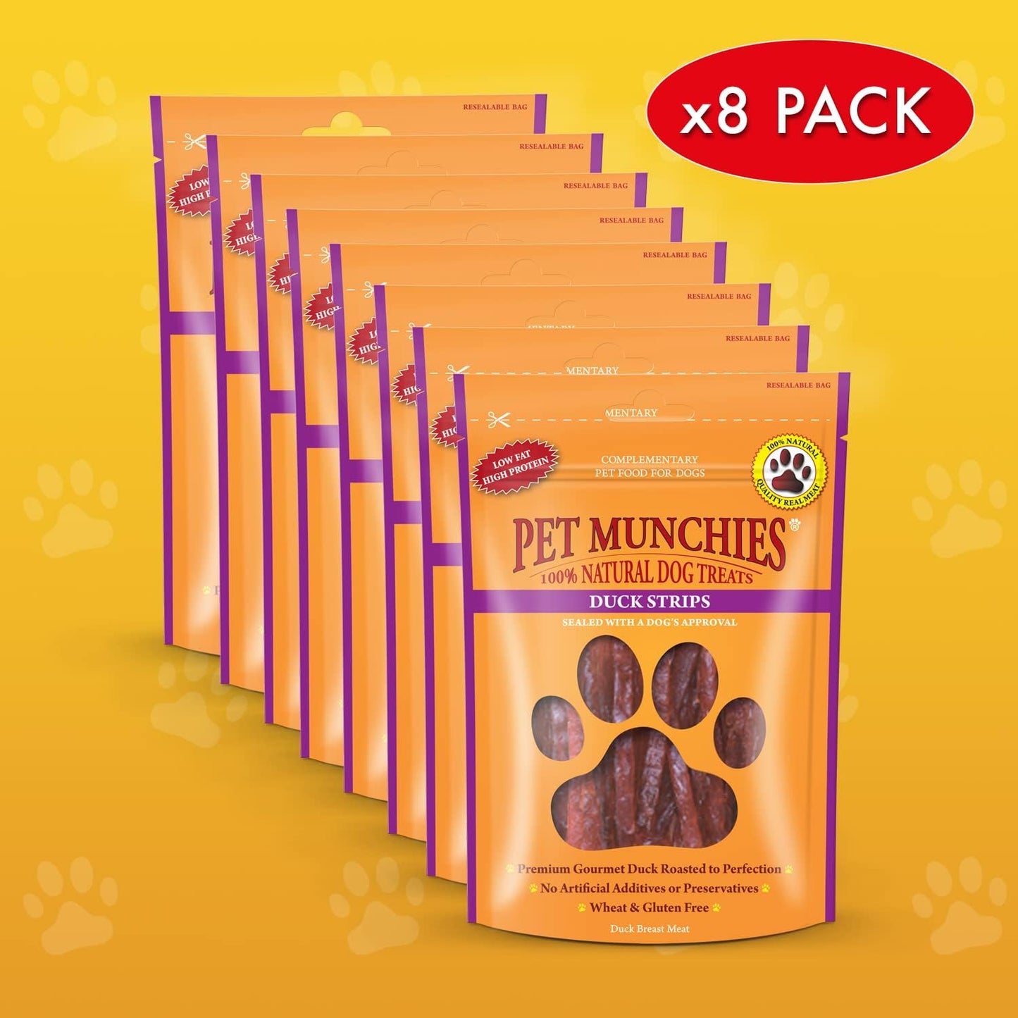 Pet Munchies Chicken Strips Dog Treats, Premium Dog Chews with Natural Real Meat, Low in Fat and High in Protein 90g (Pack of 8)