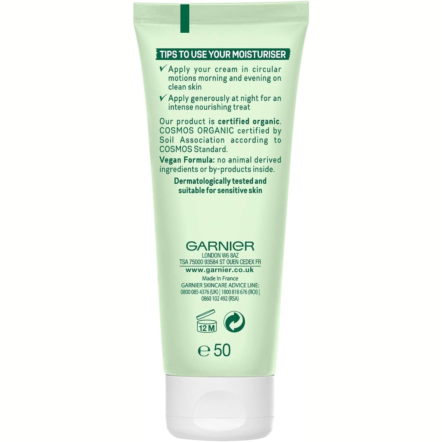 SkinActive Face Garnier Organic Argan Nourishing Daily Face Moisturiser Day Cream for Dry and Sensitive Skin, Aloe Vera,s 50 ml