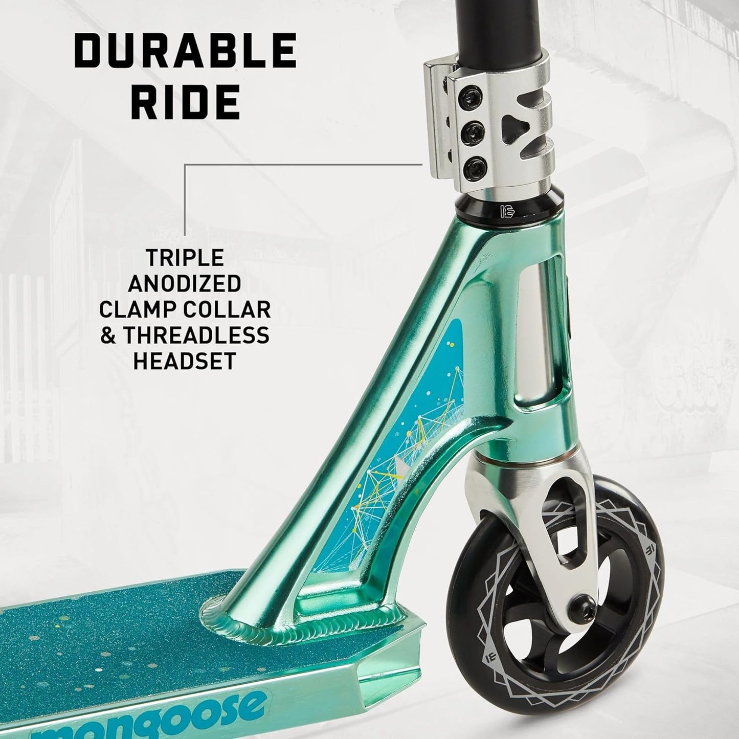 Mongoose Rise Youth and Adult Freestyle Stunt Scooter, High Impact Wheels, Bike-Style Grips, Lightweight Alloy Deck, Multiple Colors
