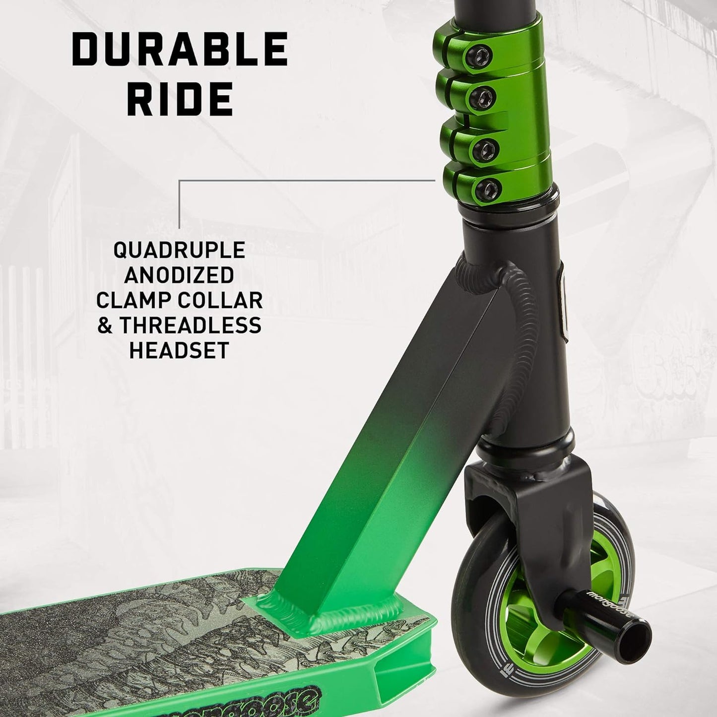 Mongoose Rise Youth and Adult Freestyle Stunt Scooter, High Impact Wheels, Bike-Style Grips, Lightweight Alloy Deck, Multiple Colors