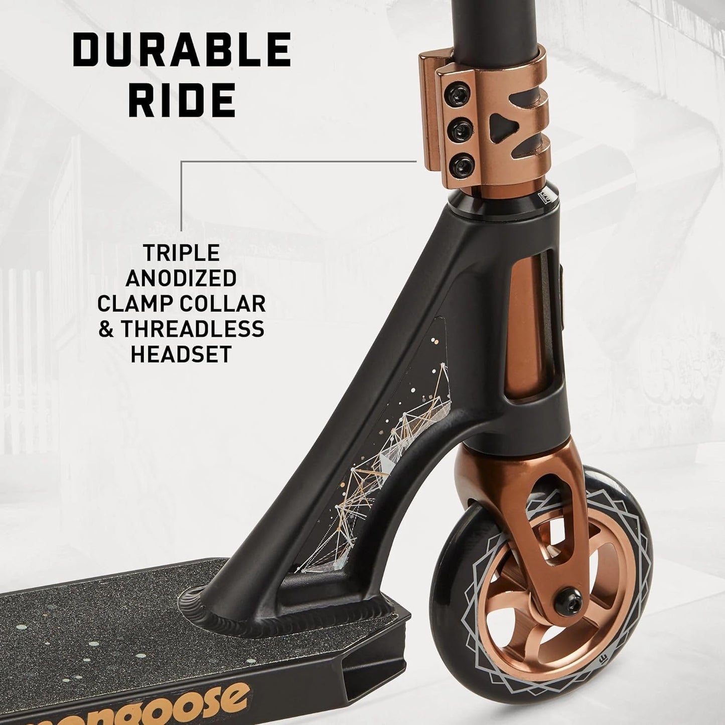 Mongoose Rise Youth and Adult Freestyle Stunt Scooter, High Impact Wheels, Bike-Style Grips, Lightweight Alloy Deck, Multiple Colors