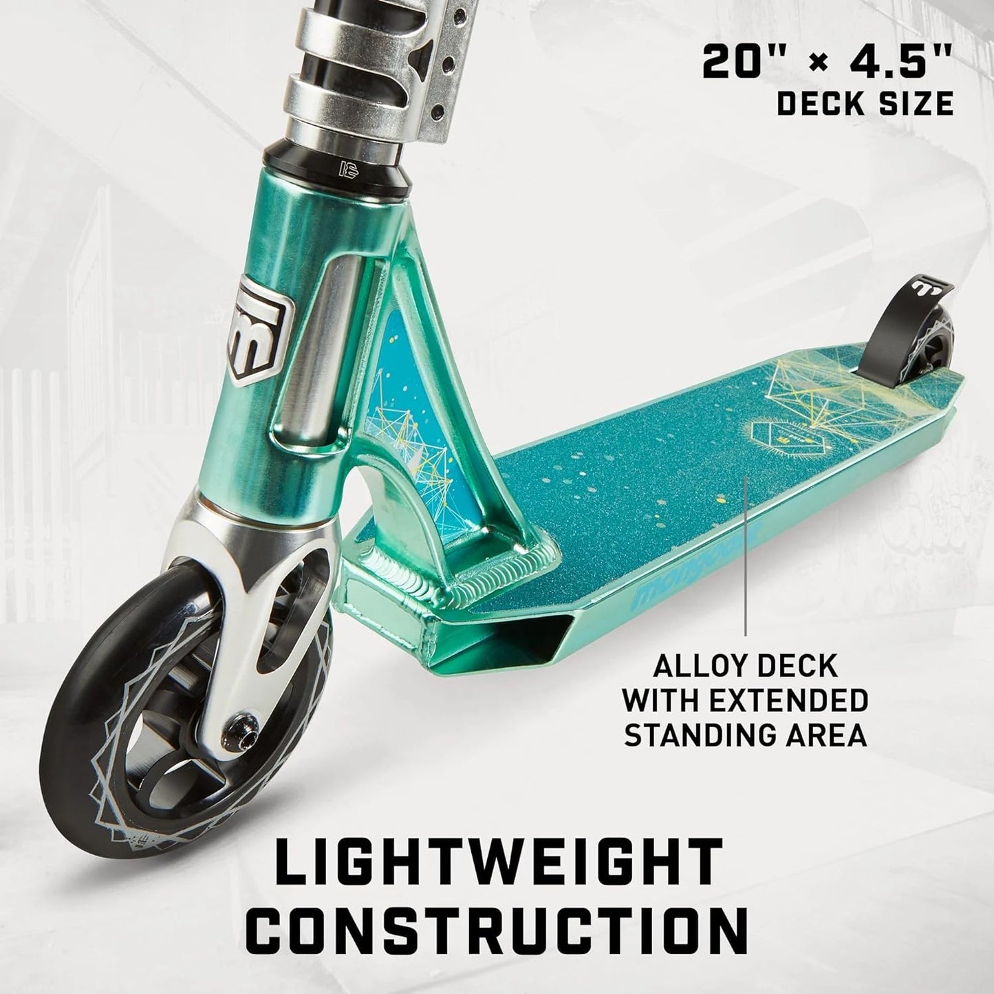 Mongoose Rise Youth and Adult Freestyle Stunt Scooter, High Impact Wheels, Bike-Style Grips, Lightweight Alloy Deck, Multiple Colors