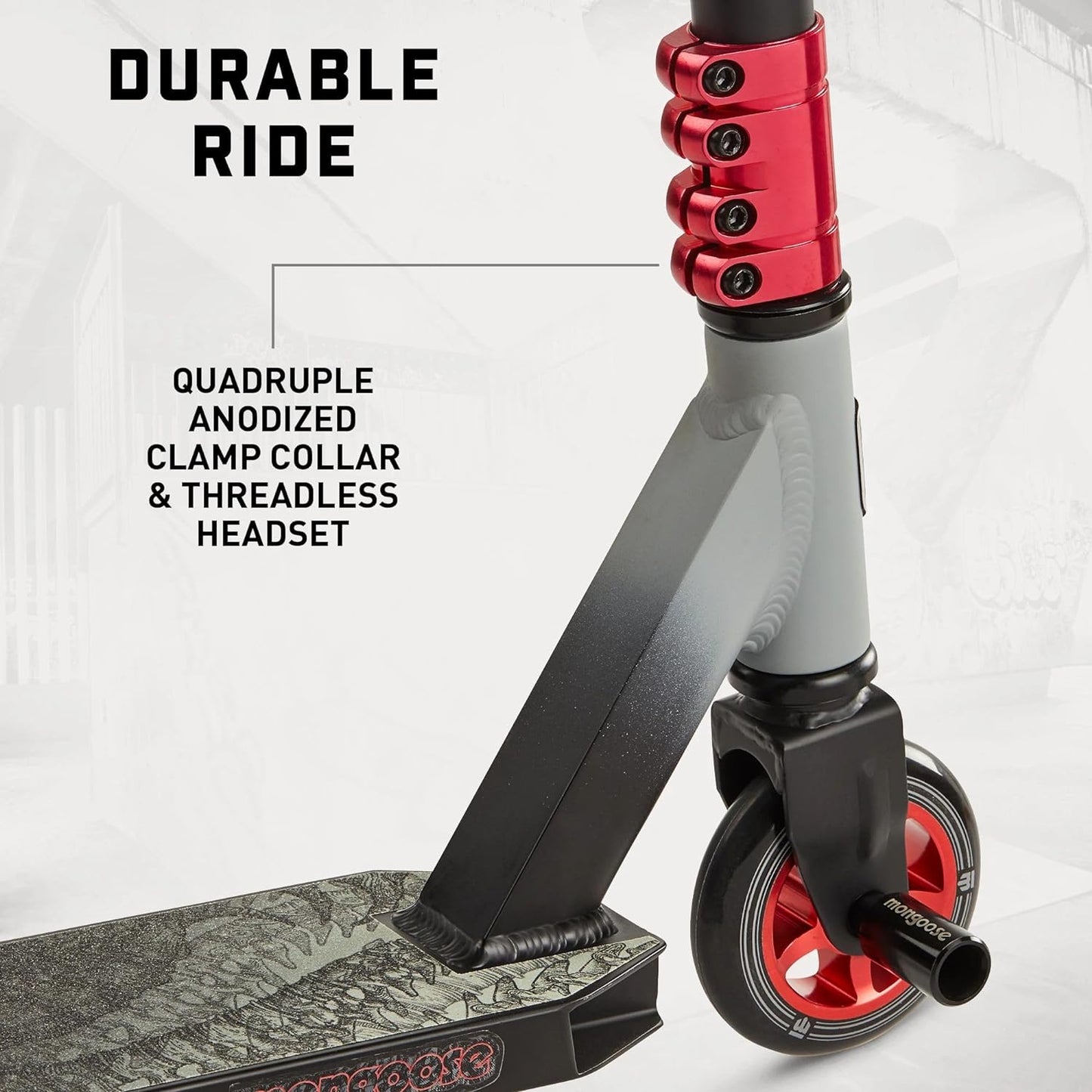 Mongoose Rise Youth and Adult Freestyle Stunt Scooter, High Impact Wheels, Bike-Style Grips, Lightweight Alloy Deck, Multiple Colors