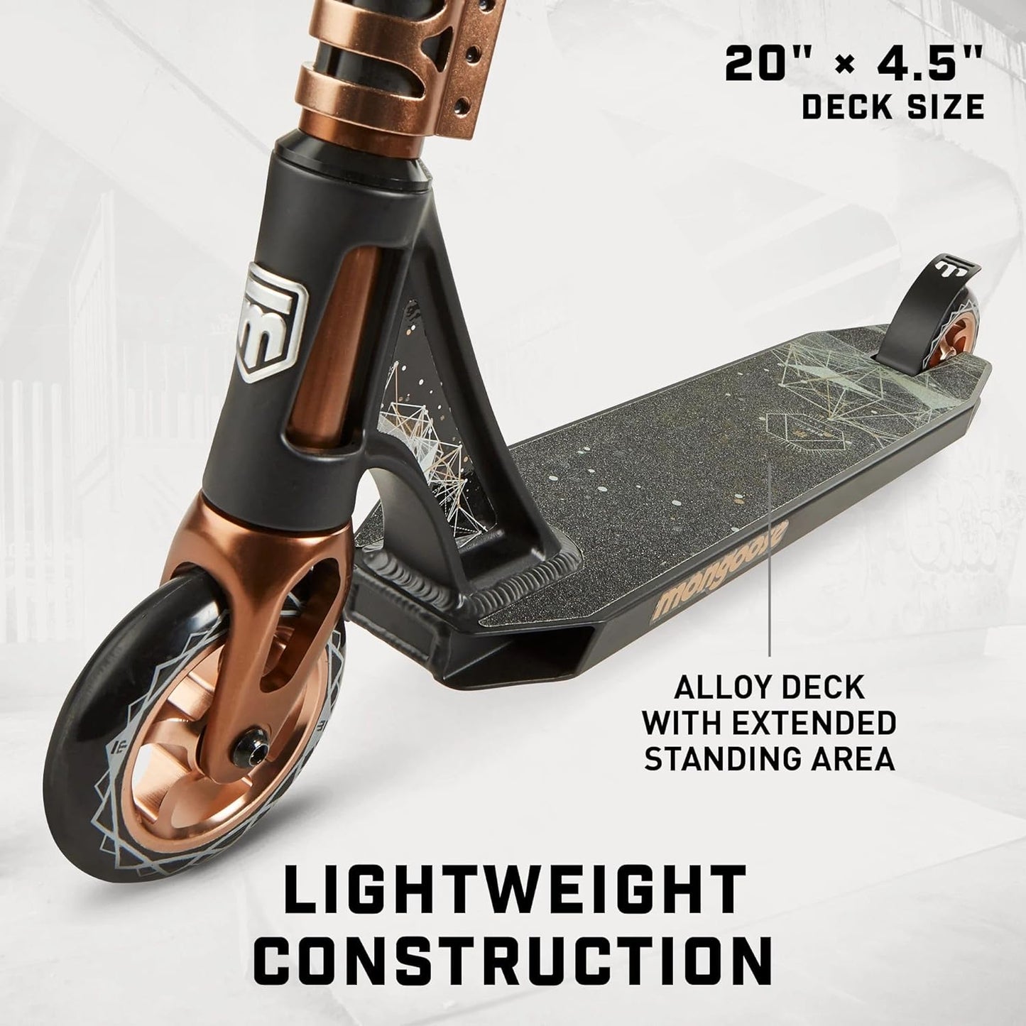 Mongoose Rise Youth and Adult Freestyle Stunt Scooter, High Impact Wheels, Bike-Style Grips, Lightweight Alloy Deck, Multiple Colors