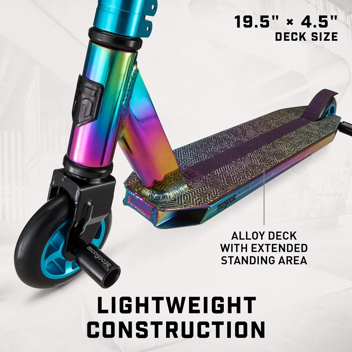 Mongoose Rise Youth and Adult Freestyle Stunt Scooter, High Impact Wheels, Bike-Style Grips, Lightweight Alloy Deck, Multiple Colors