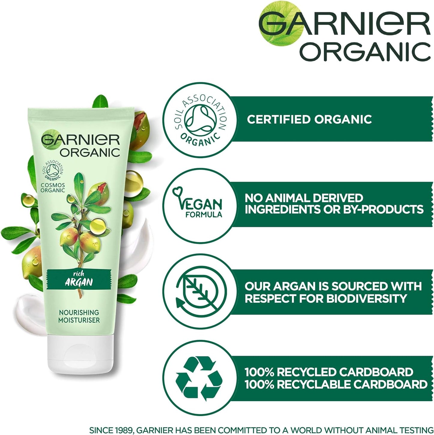 SkinActive Face Garnier Organic Argan Nourishing Daily Face Moisturiser Day Cream for Dry and Sensitive Skin, Aloe Vera,s 50 ml