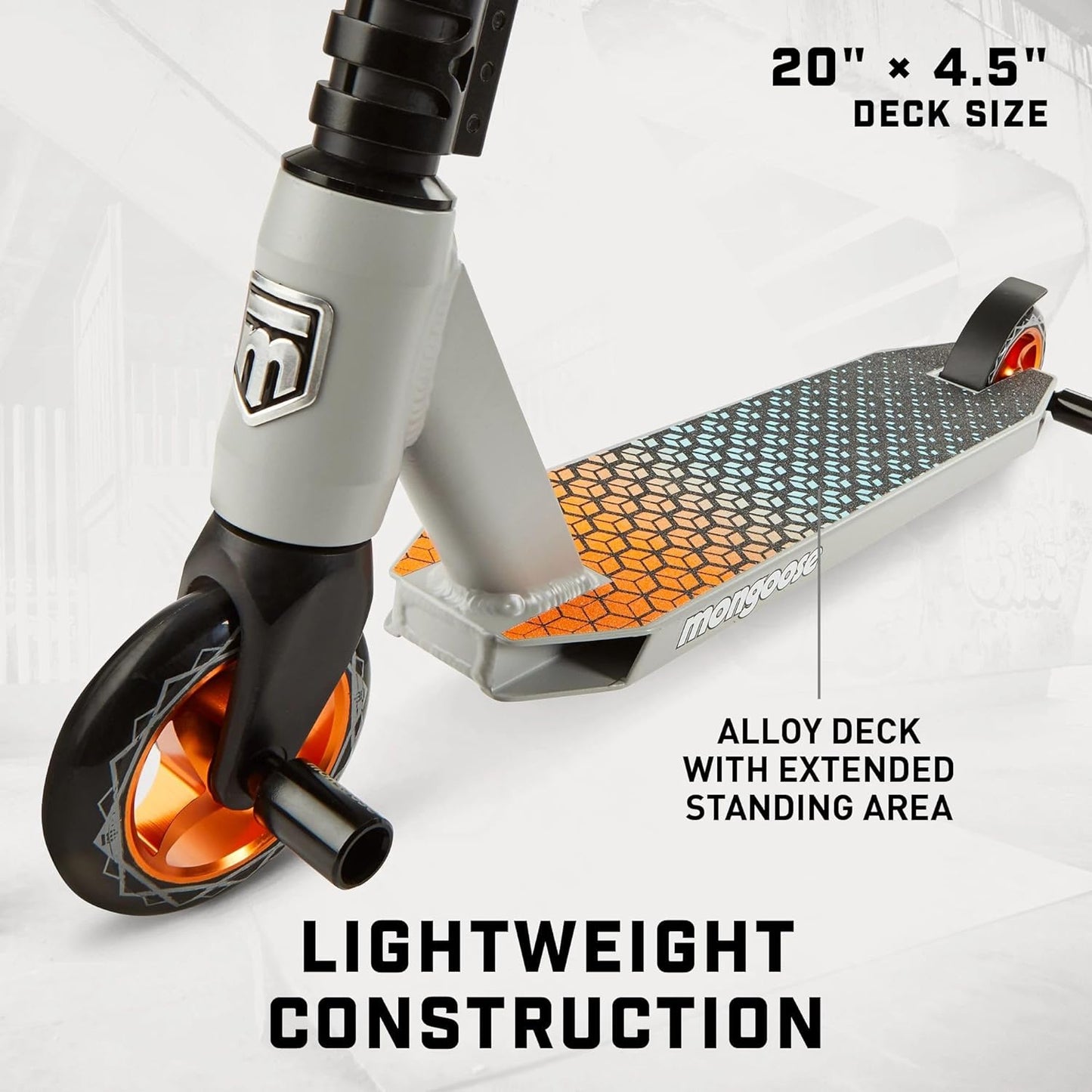 Mongoose Rise Youth and Adult Freestyle Stunt Scooter, High Impact Wheels, Bike-Style Grips, Lightweight Alloy Deck, Multiple Colors