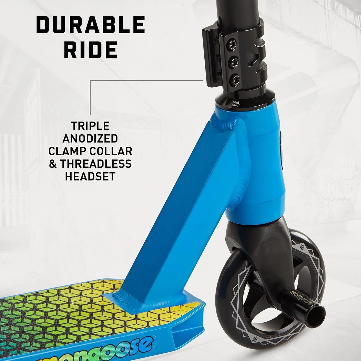 Mongoose Rise Youth and Adult Freestyle Stunt Scooter, High Impact Wheels, Bike-Style Grips, Lightweight Alloy Deck, Multiple Colors