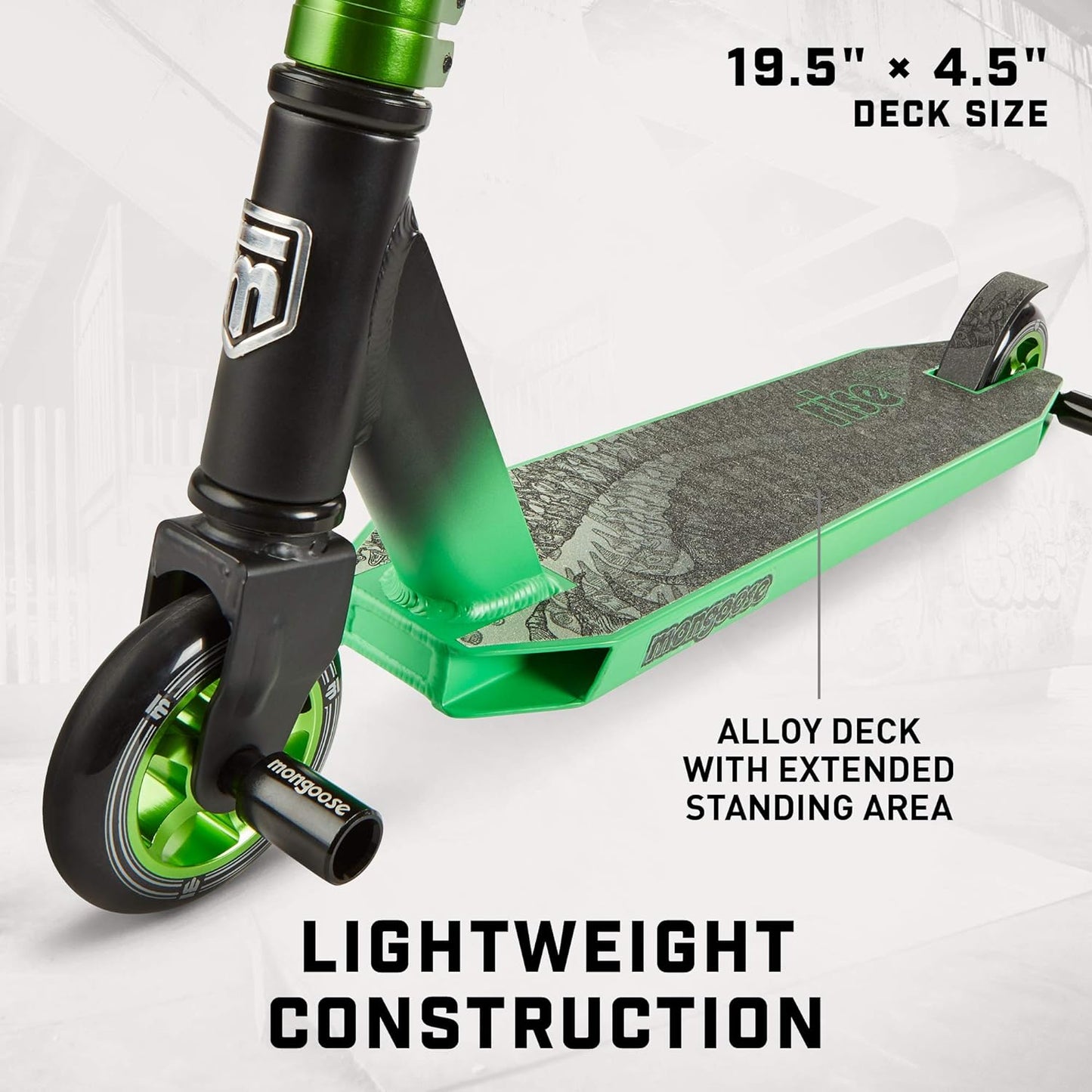 Mongoose Rise Youth and Adult Freestyle Stunt Scooter, High Impact Wheels, Bike-Style Grips, Lightweight Alloy Deck, Multiple Colors