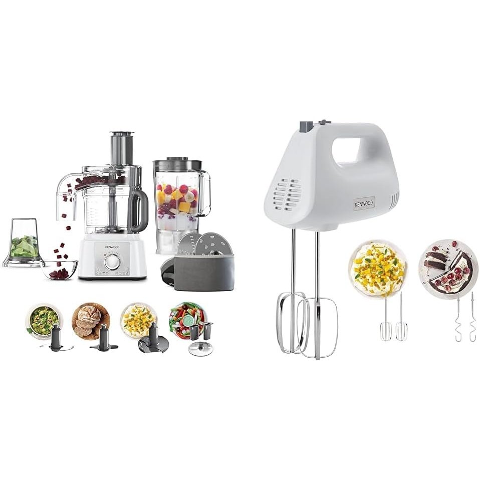 Kenwood FDP65.860WH food processor with 9 attachments. Expresss Serve and Dice, 1.5L Jug blender and mini chopper