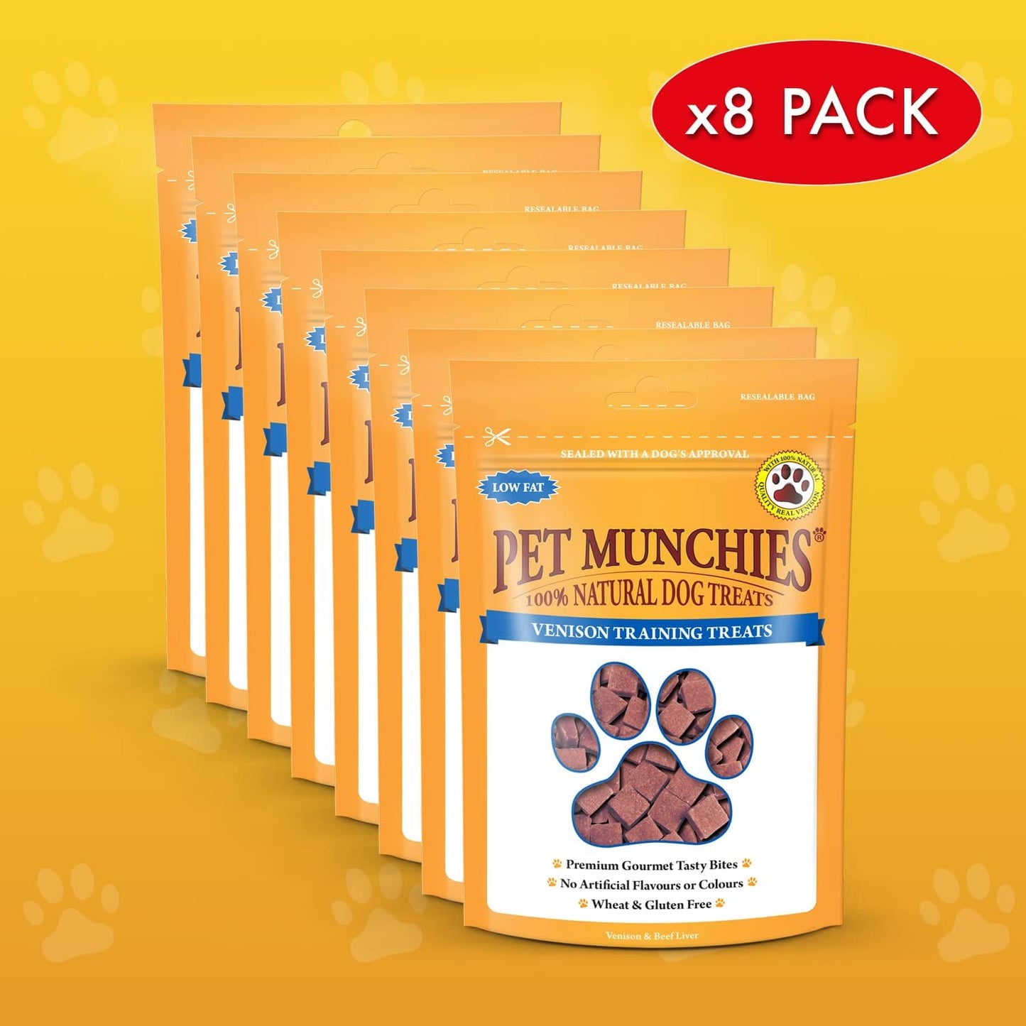 Pet Munchies Wild Salmon Dog Training Treats, Grain Free Tasty Bites with Natural Real Meat 50g (Pack of 8)