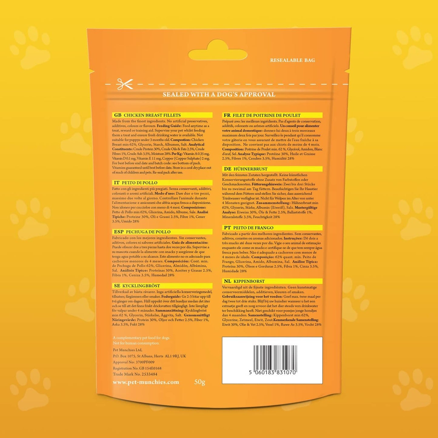 Pet Munchies Wild Salmon Dog Training Treats, Grain Free Tasty Bites with Natural Real Meat 50g (Pack of 8)