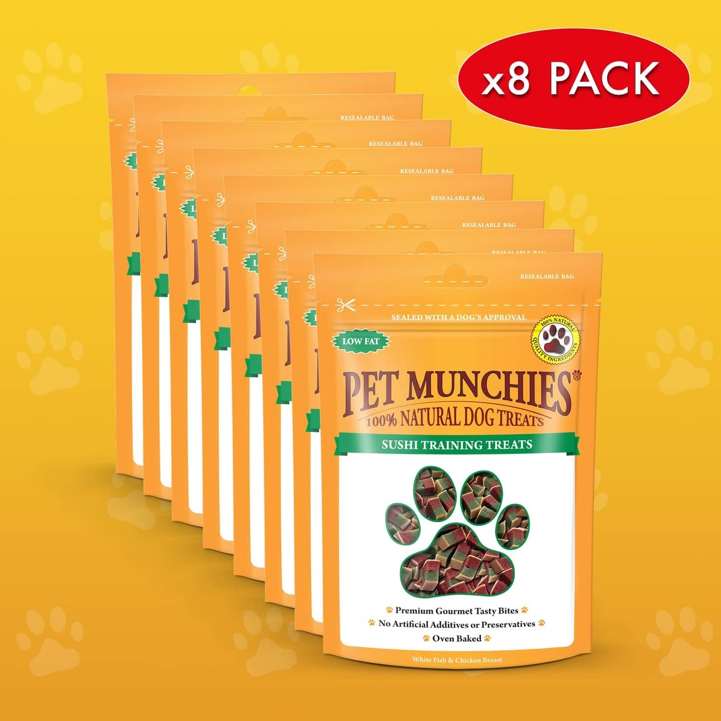 Pet Munchies Wild Salmon Dog Training Treats, Grain Free Tasty Bites with Natural Real Meat 50g (Pack of 8)