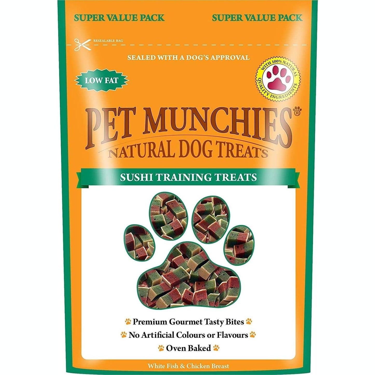 Pet Munchies Wild Salmon Dog Training Treats, Grain Free Tasty Bites with Natural Real Meat 50g (Pack of 8)