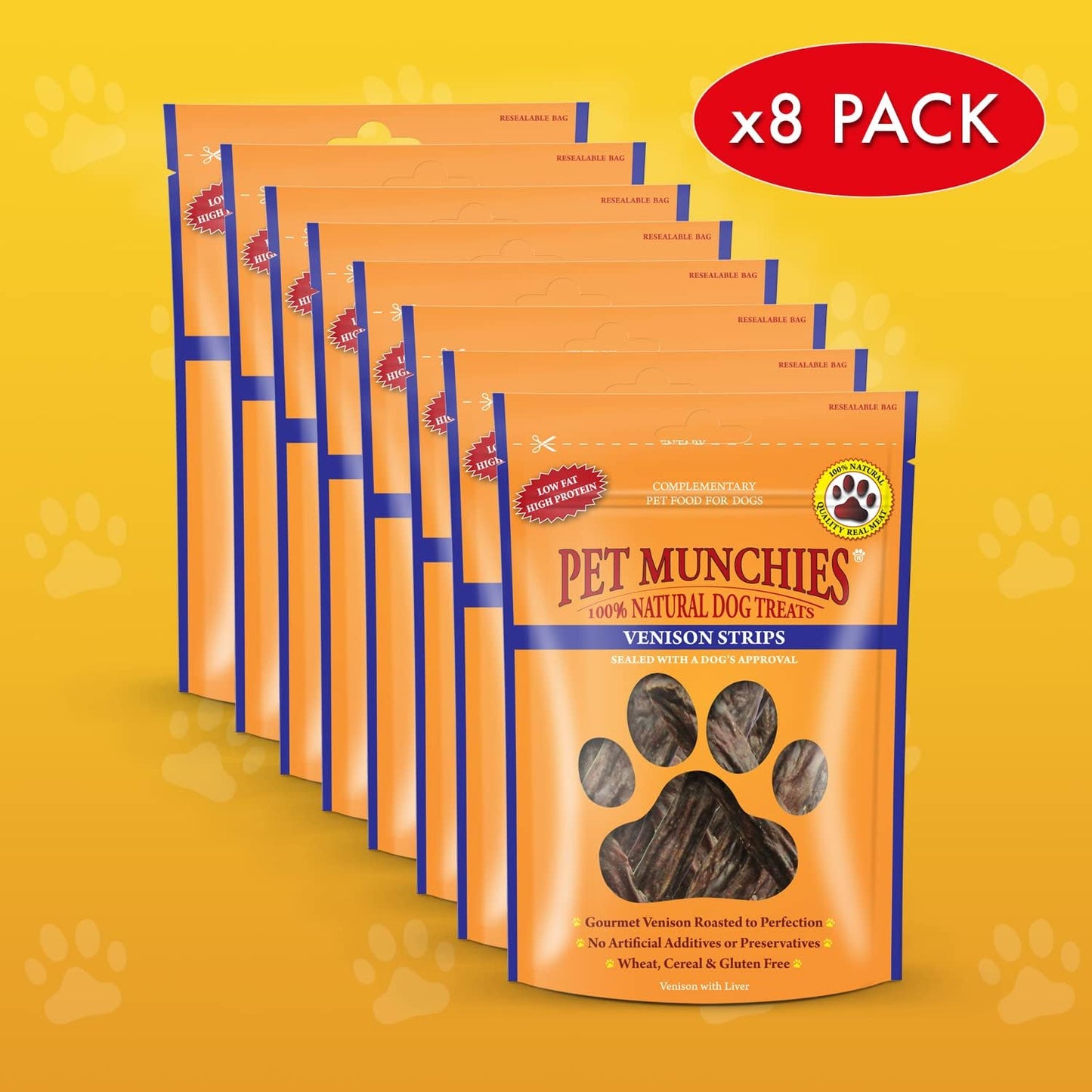 Pet Munchies Chicken Strips Dog Treats, Premium Dog Chews with Natural Real Meat, Low in Fat and High in Protein 90g (Pack of 8)