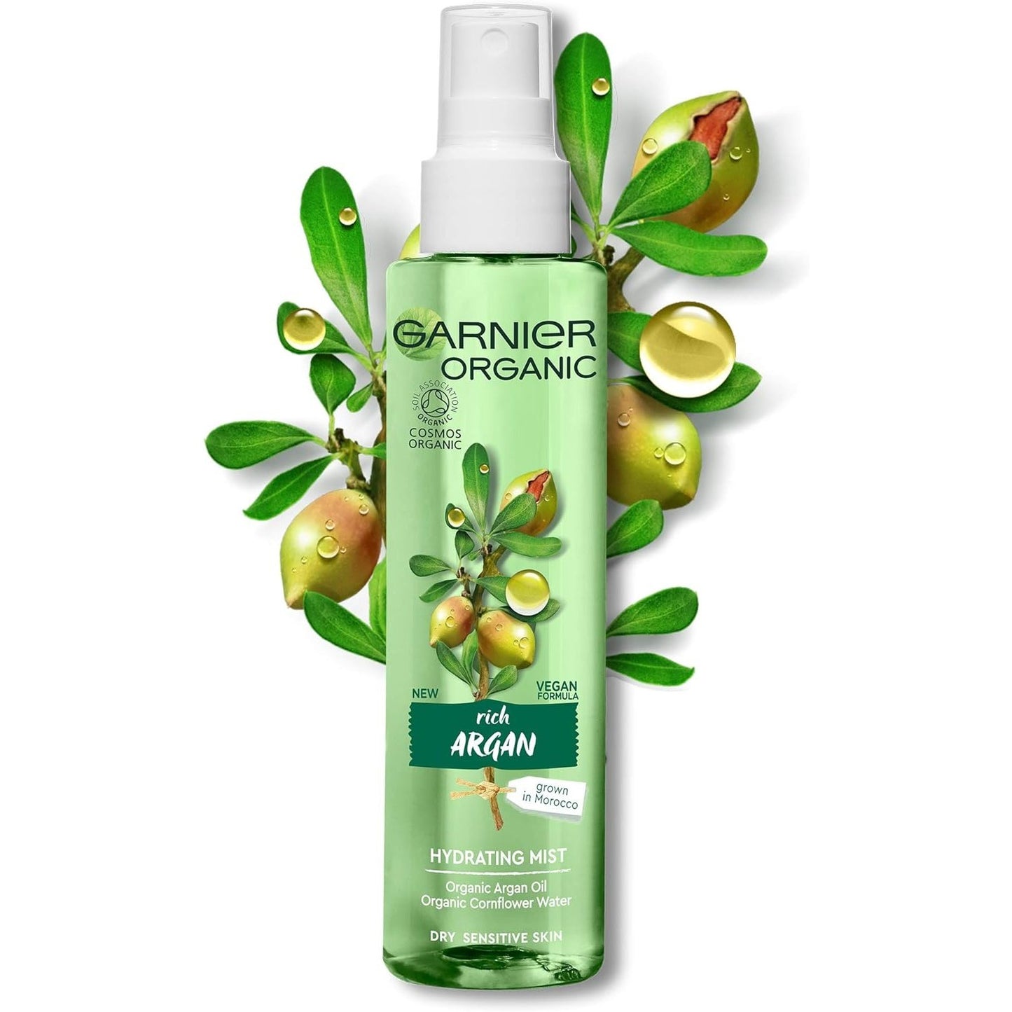 Garnier Organic Argan Hydrating Facial Spray Mist for Dry and Sensitive Skin, Hydrating and Refreshing Face Mist 150 ml