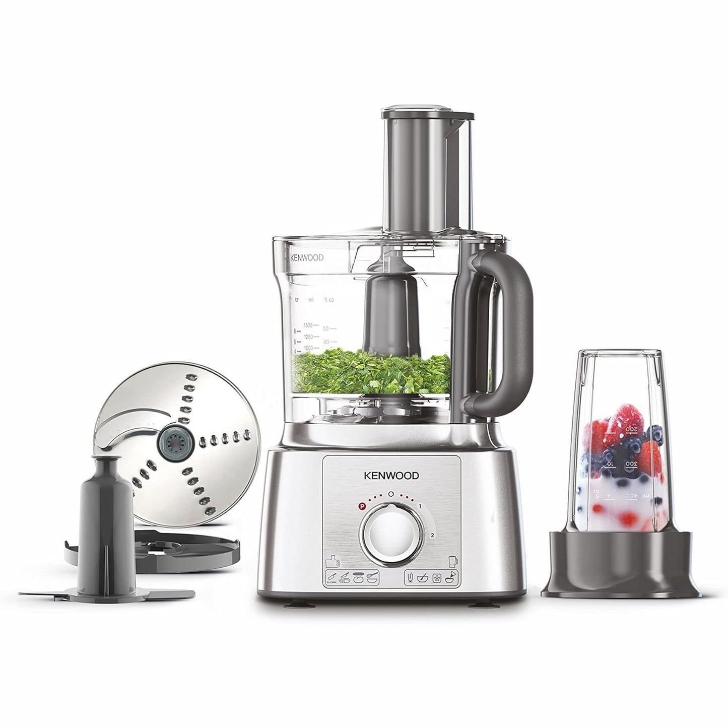 Kenwood FDP65.860WH food processor with 9 attachments. Expresss Serve and Dice, 1.5L Jug blender and mini chopper