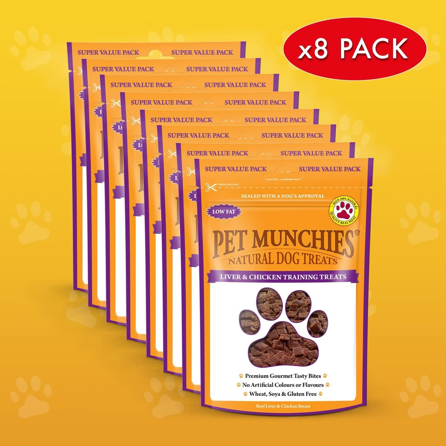 Pet Munchies Wild Salmon Dog Training Treats, Grain Free Tasty Bites with Natural Real Meat 50g (Pack of 8)