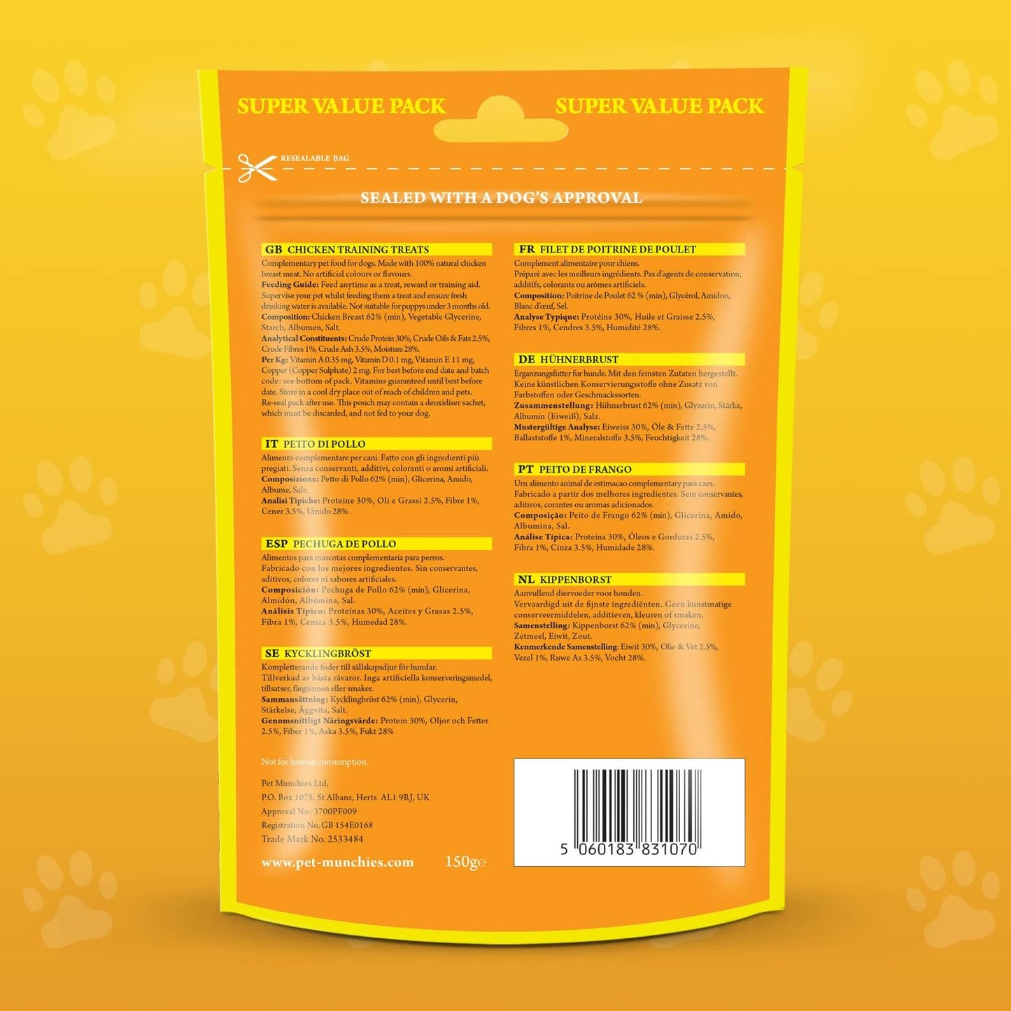 Pet Munchies Wild Salmon Dog Training Treats, Grain Free Tasty Bites with Natural Real Meat 50g (Pack of 8)