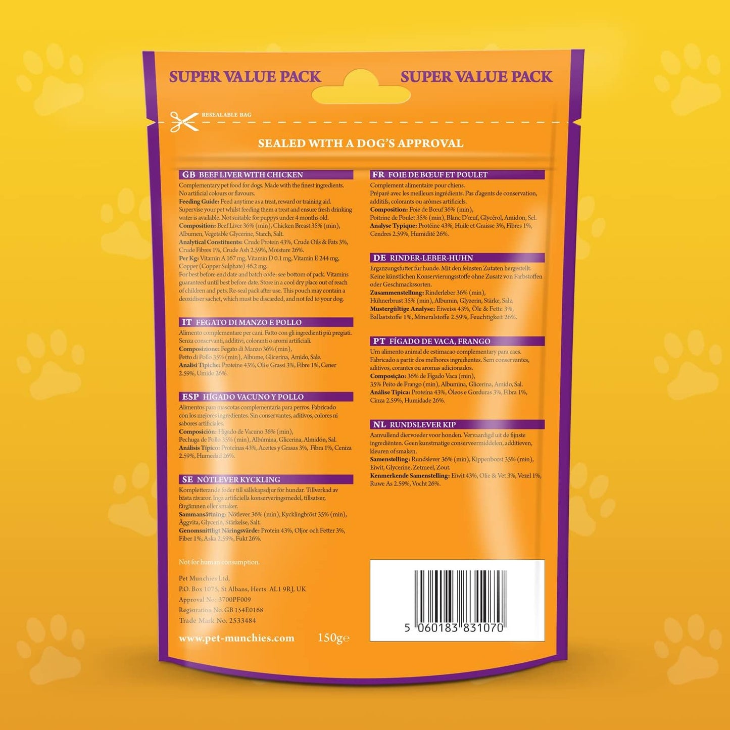 Pet Munchies Wild Salmon Dog Training Treats, Grain Free Tasty Bites with Natural Real Meat 50g (Pack of 8)