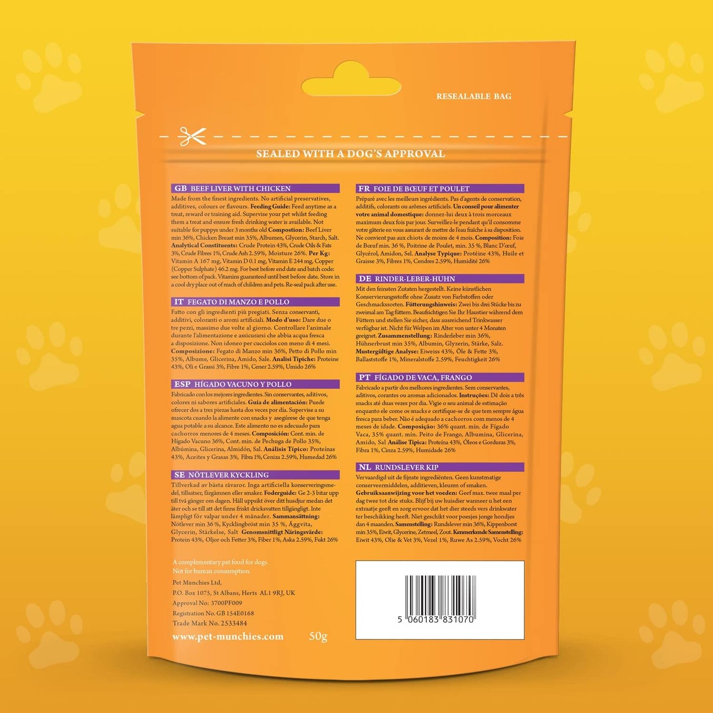 Pet Munchies Wild Salmon Dog Training Treats, Grain Free Tasty Bites with Natural Real Meat 50g (Pack of 8)