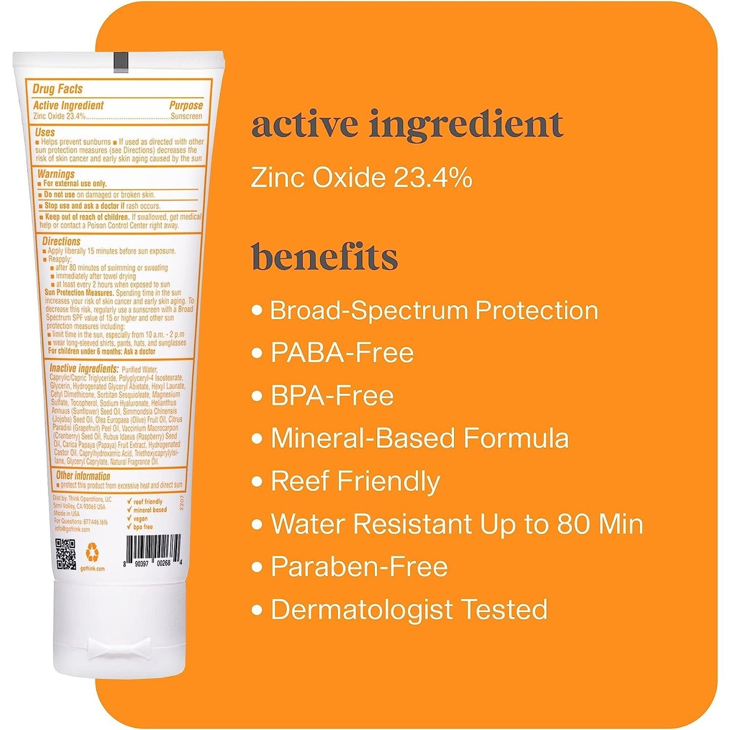 Thinkbaby Sunscreen Baby SPF 50+, 3 fl oz