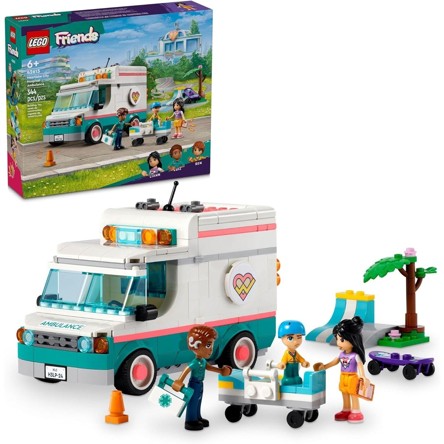 LEGO Friends Heartlake City Hospital Ambulance Set with 3 Characters, Gift Idea for Kids, Girls and Boys Aged 6 Years and Up, Social-Emotional Toy, Medical Emergency Vehicle, Toy Ambulance, 42613