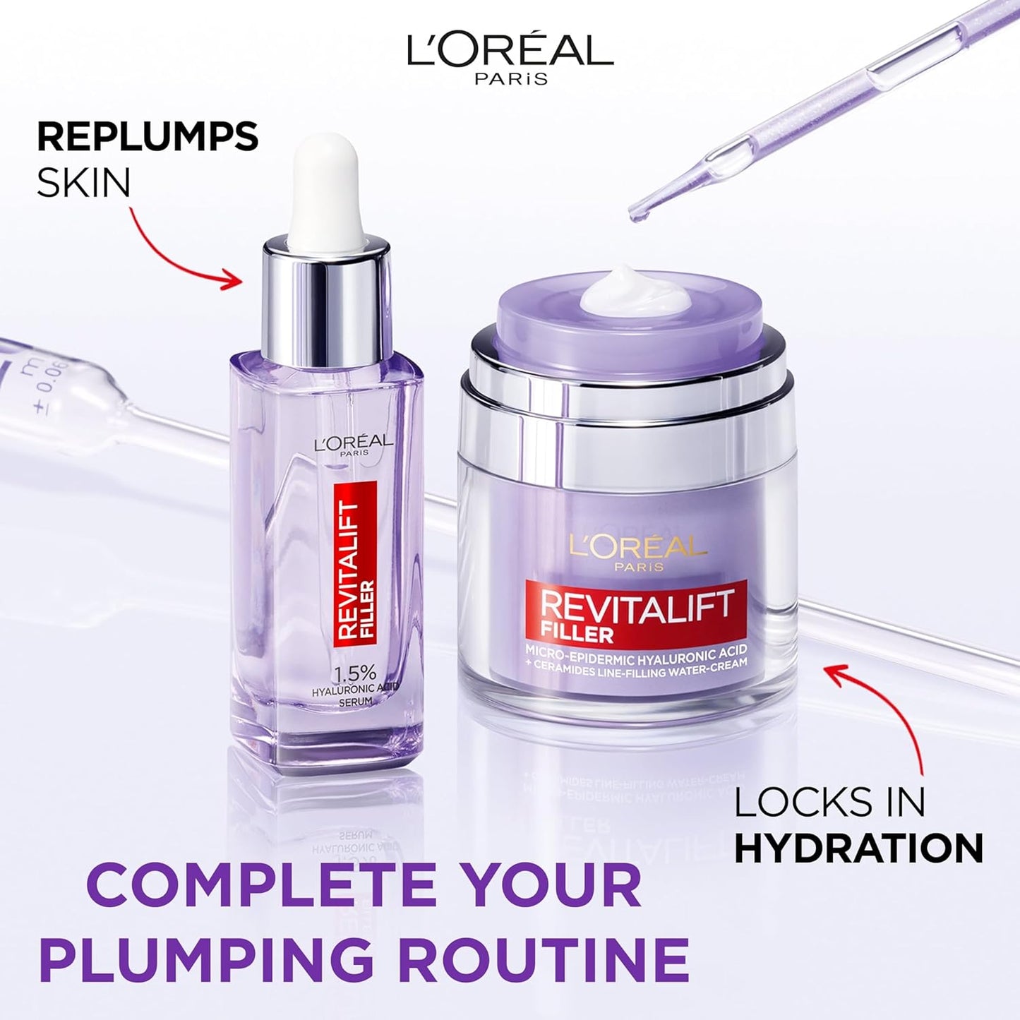 L'Oreal Paris Revitalift Filler [+Hyaluronic Acid] Serum, 1.5% Pure Concentrated Hyaluronic Acid Dropper Serum, 30ml