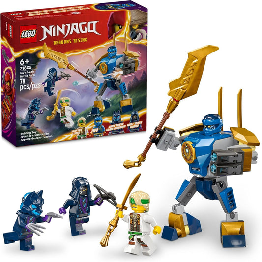 LEGO NINJAGO Jay’s Mech Battle Pack Adventure Toy Set for Kids, with Jay Minifigure and Mech Figure, Creative Ninja Gift for Boys and Girls Aged 6 Years Old and Up, 71805