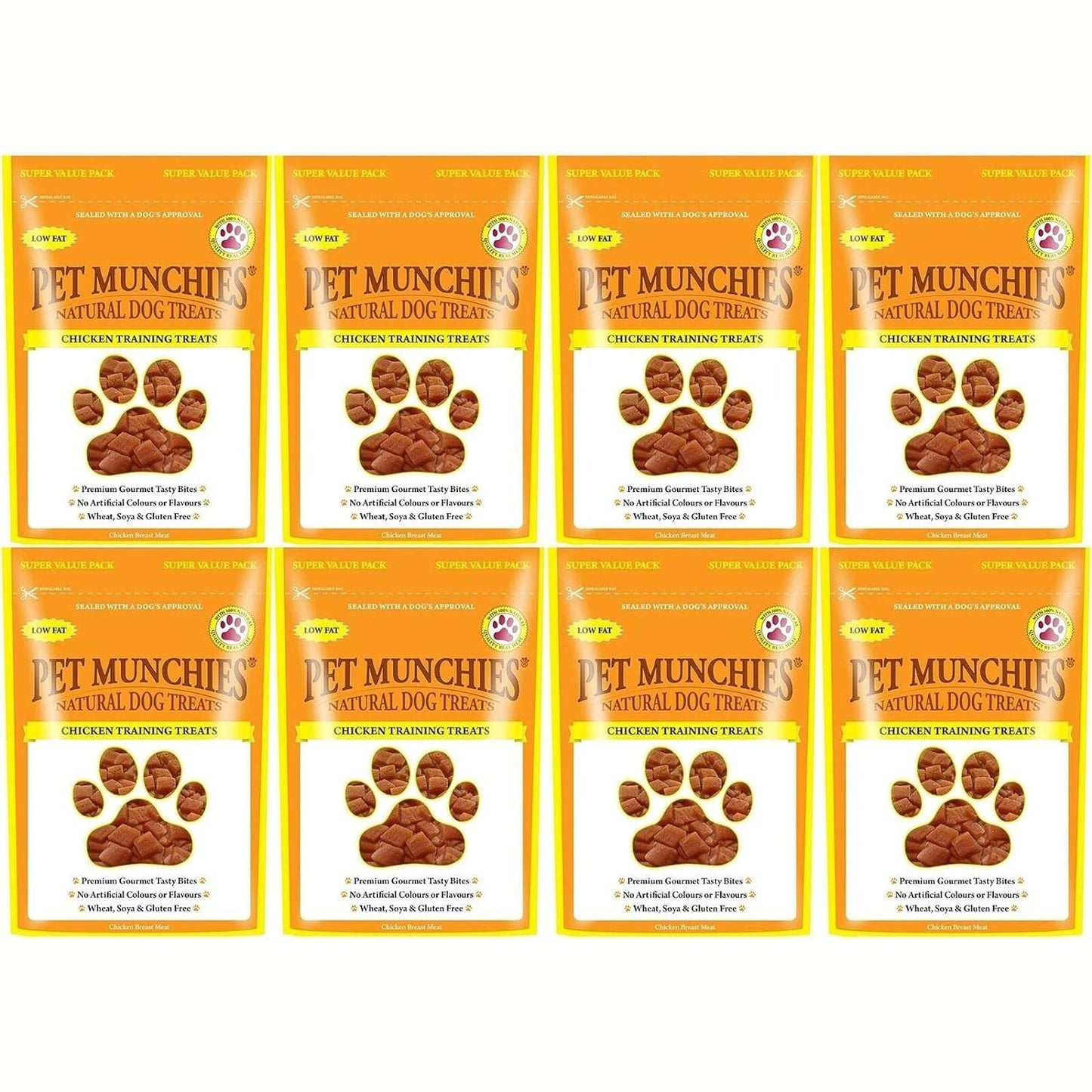 Pet Munchies Wild Salmon Dog Training Treats, Grain Free Tasty Bites with Natural Real Meat 50g (Pack of 8)