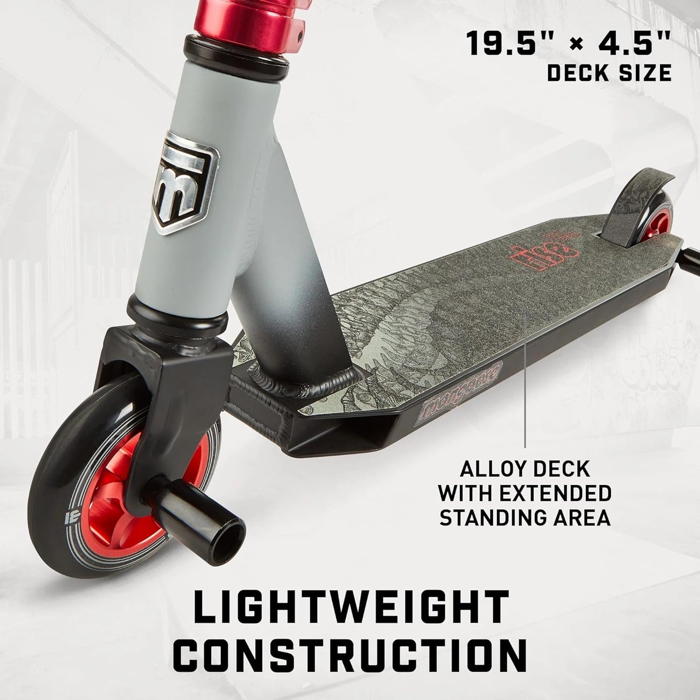 Mongoose Rise Youth and Adult Freestyle Stunt Scooter, High Impact Wheels, Bike-Style Grips, Lightweight Alloy Deck, Multiple Colors