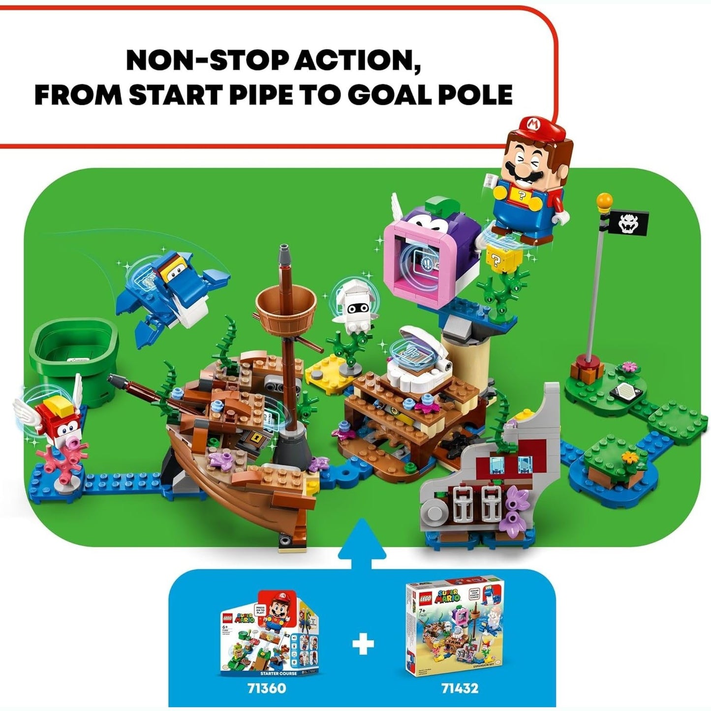 LEGO Super Mario Dorrie's Sunken Shipwreck Adventure Expansion Set, Super Mario Collectible Toy for Kids with Cheep Cheep, Cheep Chomp and Blooper Figures, Gift for Boys, Girls and Gamers, 71432