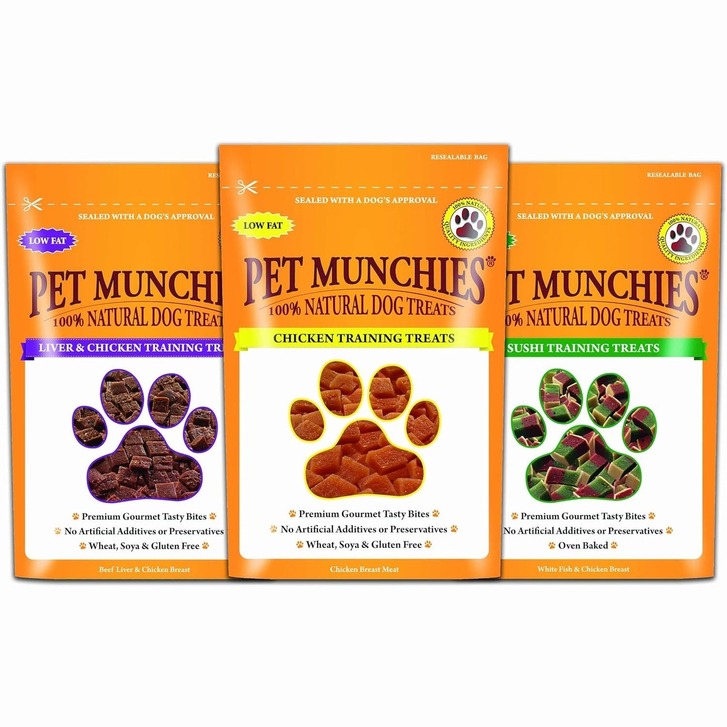 Pet Munchies Wild Salmon Dog Training Treats, Grain Free Tasty Bites with Natural Real Meat 50g (Pack of 8)